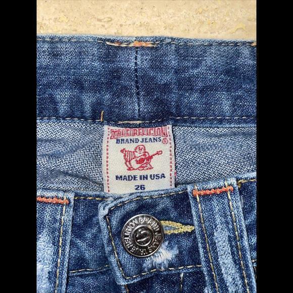 True Religion Twist‎ Flare Size 26 Joey World Tour Distressed Ripped Jeans - Picture 2 of 10